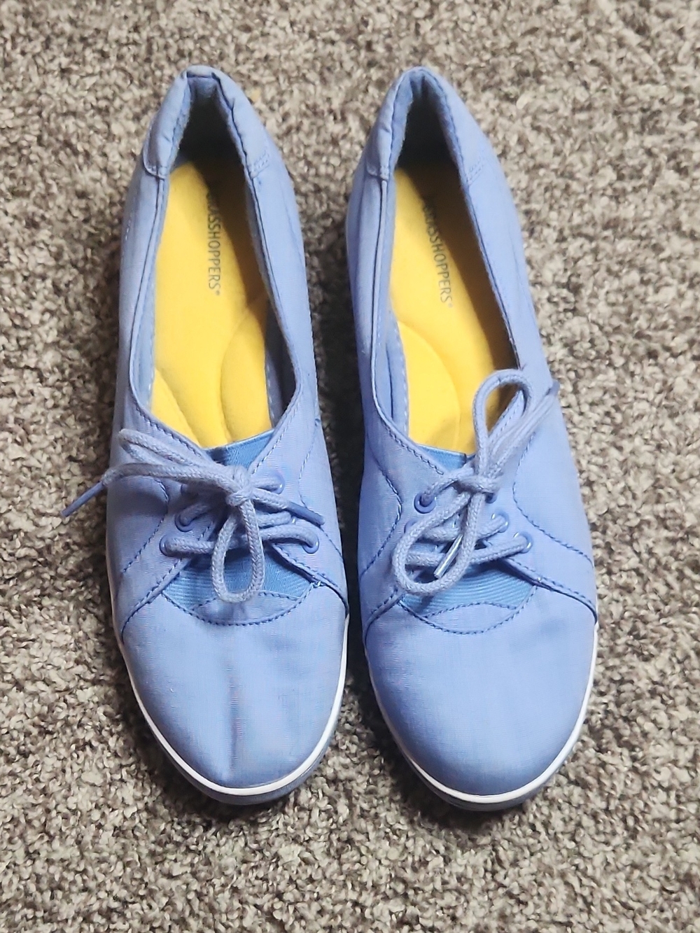 Grasshoppers Light Blue Canvas Lace-Up Sneakers with Yellow Insoles